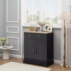 Mobile Credenza con 2 Ante e Cassetto, Mobile Cucina Moderno con Ripiano Regolabile, Tavolo Buffet in Legno per Soggiorno