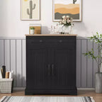 Mobile Credenza con 2 Ante e Cassetto, Mobile Cucina Moderno con Ripiano Regolabile, Tavolo Buffet in Legno per Soggiorno