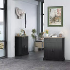 Mobile Credenza con 2 Ante e Cassetto, Mobile Cucina Moderno con Ripiano Regolabile, Tavolo Buffet in Legno per Soggiorno