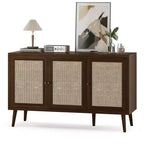 PexFix Sideboard Buffet Cabinet Kitchen Cabinet with 3 Rattan Doors and Adjustable Shelves
