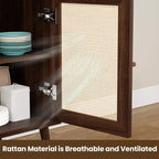 PexFix Madia Credenza Mobile da Cucina con 3 Ante in Rattan e Ripiani Regolabili