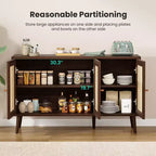 PexFix Madia Credenza Mobile da Cucina con 3 Ante in Rattan e Ripiani Regolabili