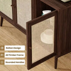 PexFix Madia Credenza Mobile da Cucina con 3 Ante in Rattan e Ripiani Regolabili
