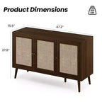 PexFix Madia Credenza Mobile da Cucina con 3 Ante in Rattan e Ripiani Regolabili