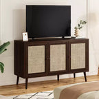 PexFix Madia Credenza Mobile da Cucina con 3 Ante in Rattan e Ripiani Regolabili