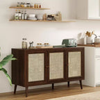 PexFix Madia Credenza Mobile da Cucina con 3 Ante in Rattan e Ripiani Regolabili