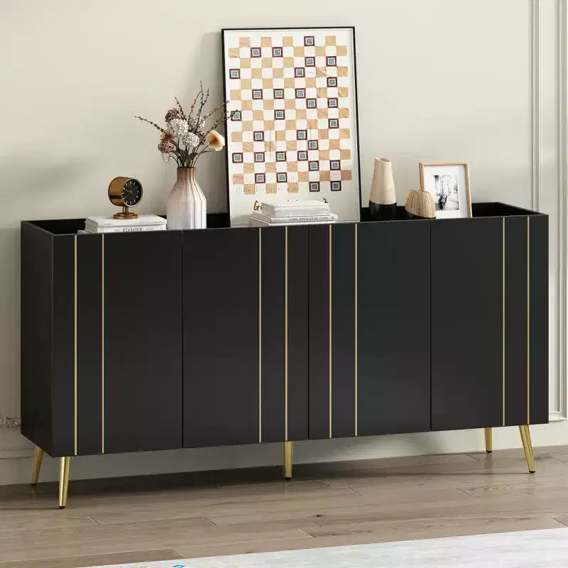 CLIHOME Lussuosa Scarpiera con 5 Gambe in Metallo, Mobile Porta TV Moderno con 4 Ripiani Regolabili per TV Fino a 70 Pollici, Credenza Minimalista