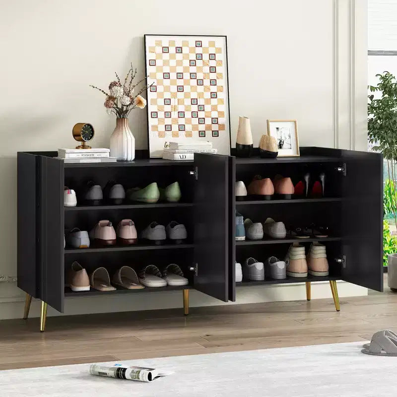 CLIHOME Lussuosa Scarpiera con 5 Gambe in Metallo, Mobile Porta TV Moderno con 4 Ripiani Regolabili per TV Fino a 70 Pollici, Credenza Minimalista