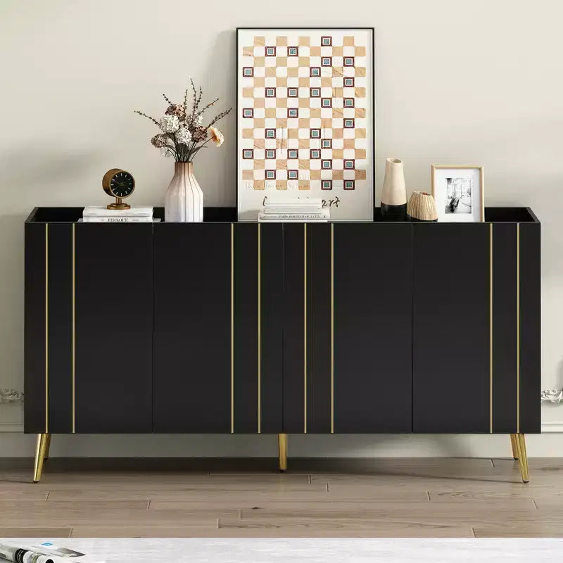 CLIHOME Lussuosa Scarpiera con 5 Gambe in Metallo, Mobile Porta TV Moderno con 4 Ripiani Regolabili per TV Fino a 70 Pollici, Credenza Minimalista