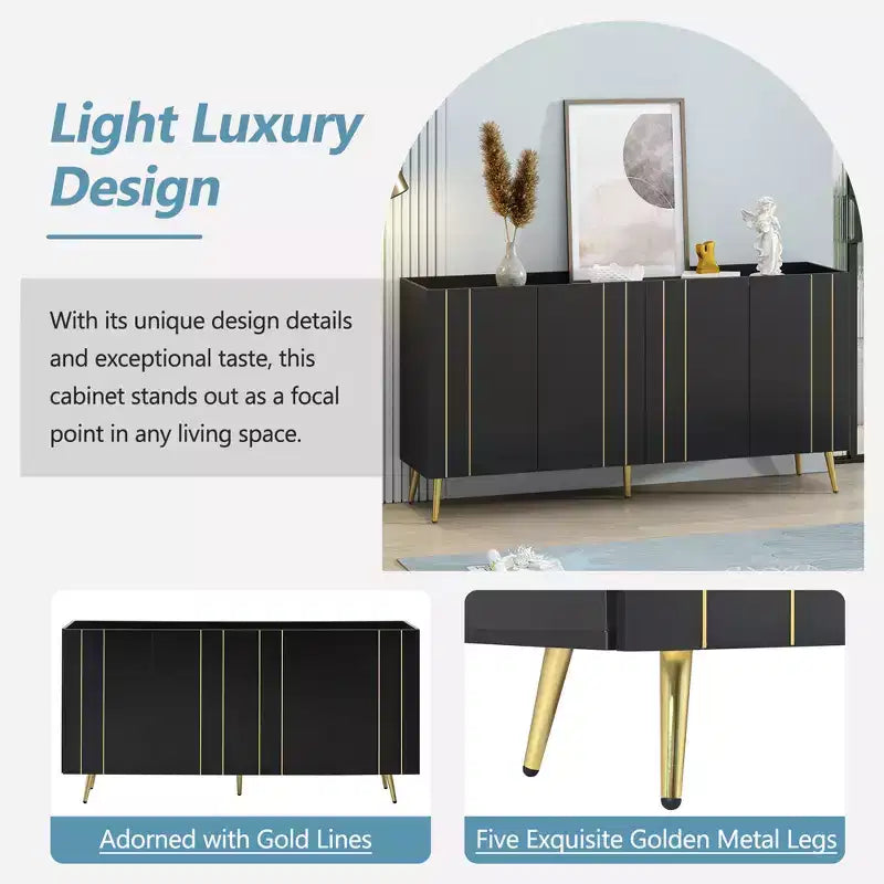 CLIHOME Lussuosa Scarpiera con 5 Gambe in Metallo, Mobile Porta TV Moderno con 4 Ripiani Regolabili per TV Fino a 70 Pollici, Credenza Minimalista