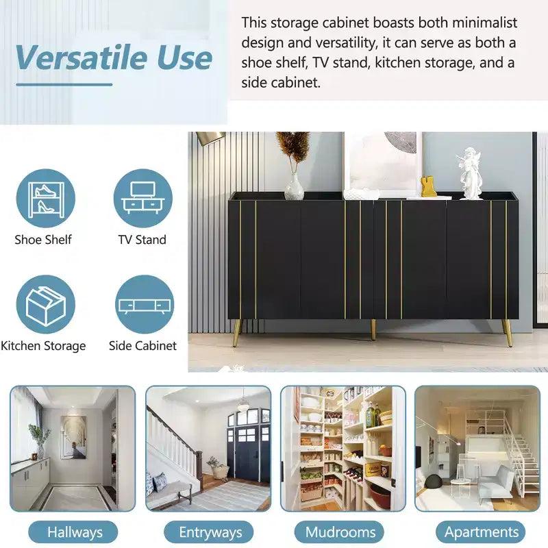 CLIHOME Lussuosa Scarpiera con 5 Gambe in Metallo, Mobile Porta TV Moderno con 4 Ripiani Regolabili per TV Fino a 70 Pollici, Credenza Minimalista