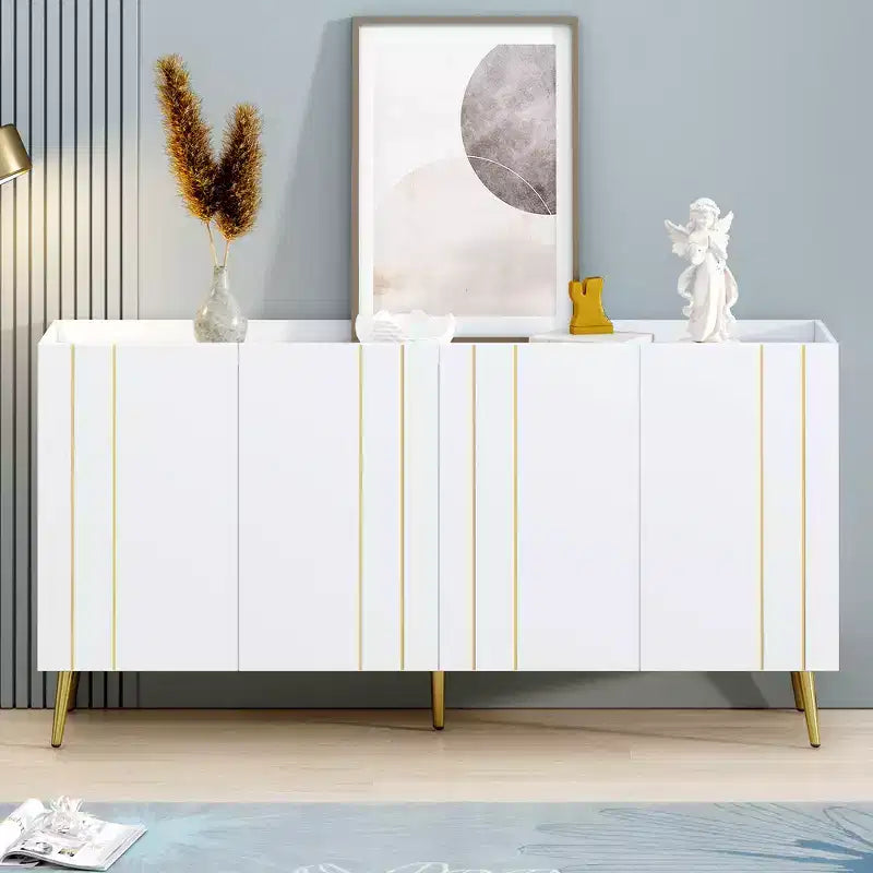 CLIHOME Lussuosa Scarpiera con 5 Gambe in Metallo, Mobile Porta TV Moderno con 4 Ripiani Regolabili per TV Fino a 70 Pollici, Credenza Minimalista
