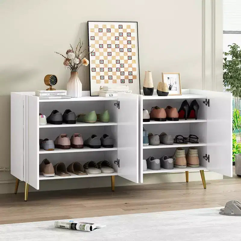 CLIHOME Lussuosa Scarpiera con 5 Gambe in Metallo, Mobile Porta TV Moderno con 4 Ripiani Regolabili per TV Fino a 70 Pollici, Credenza Minimalista