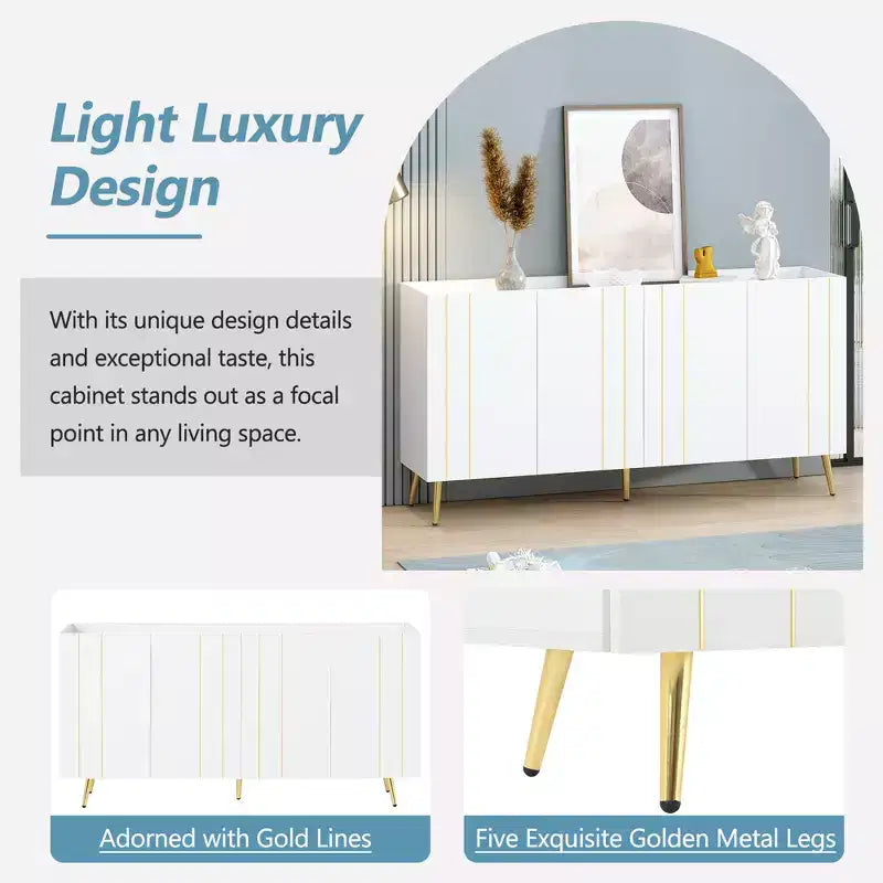 CLIHOME Lussuosa Scarpiera con 5 Gambe in Metallo, Mobile Porta TV Moderno con 4 Ripiani Regolabili per TV Fino a 70 Pollici, Credenza Minimalista