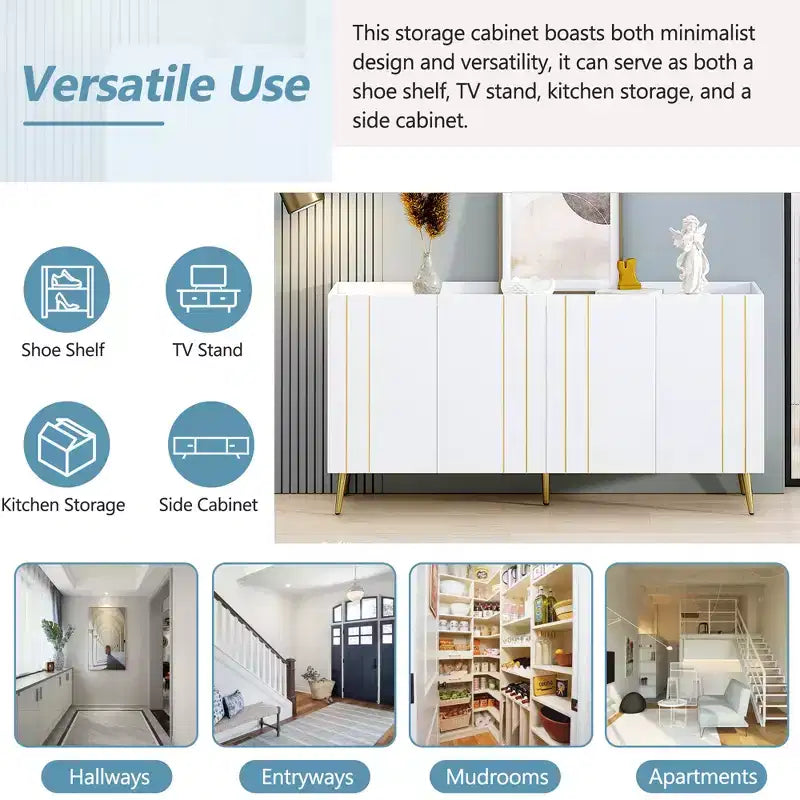 CLIHOME Lussuosa Scarpiera con 5 Gambe in Metallo, Mobile Porta TV Moderno con 4 Ripiani Regolabili per TV Fino a 70 Pollici, Credenza Minimalista