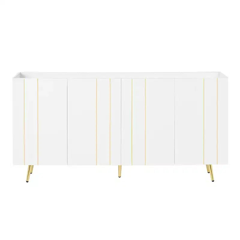CLIHOME Luxurious Shoe Cabinet with 5 Metal Legs, Modern TV Stand with 4 Adjustable Shelves for TVs Up to 70, Minimalist Sideboard Cabinet