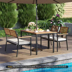 Costway Set di Mobili da Esterno 4 Pezzi con Legno di Acacia e Struttura in Metallo Ombrellone 1 tavolo