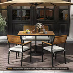 Costway Set di Mobili da Esterno 4 Pezzi con Legno di Acacia e Struttura in Metallo Ombrellone 1 tavolo