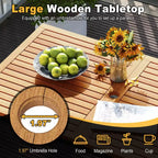 Costway Set di Mobili da Esterno 4 Pezzi con Legno di Acacia e Struttura in Metallo Ombrellone 1 tavolo