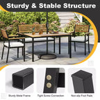 Costway Set di Mobili da Esterno 4 Pezzi con Legno di Acacia e Struttura in Metallo Ombrellone 1 tavolo