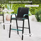 Costway Ensemble de Bar d'extérieur 3 pièces, Table Haute et Fauteuils avec Repose-Pieds et Étagère à 2 Niveaux, Marron/Noir/Gris