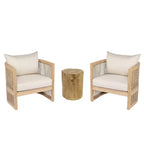 Ensemble de discussion 3 pièces Christopher Knight Home Capheny en bois d'acacia et corde tressée de style bohème avec table d'appoint en béton léger