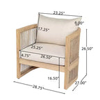 Ensemble de discussion 3 pièces Christopher Knight Home Capheny en bois d'acacia et corde tressée de style bohème avec table d'appoint en béton léger