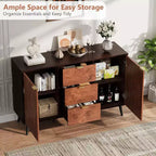 51.2 Mobile Buffet Credenza Noce con 3 Cassetti, Grande Credenza Madia con Ante e Ripiani, Maniglie in Metallo, Compatibile con Robot Aspirapolvere