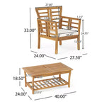 GDFStudio Laurier Salon de discussion d'extérieur 4 places en bois d'acacia avec coussins