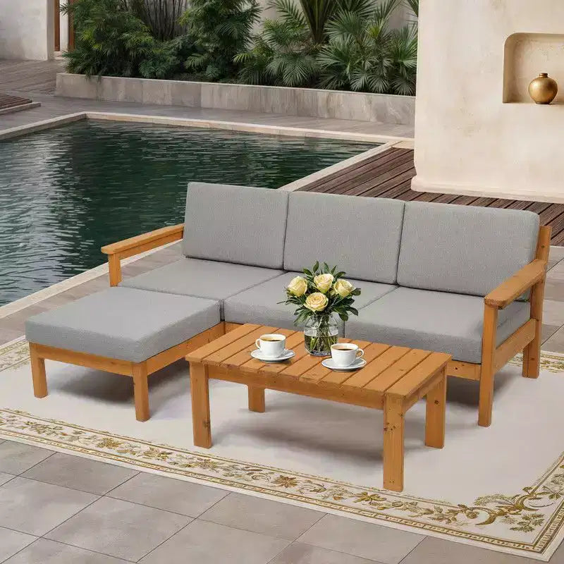 Divano componibile in legno Karl Home Patio a 5 pezzi