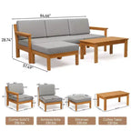 Divano componibile in legno Karl Home Patio a 5 pezzi