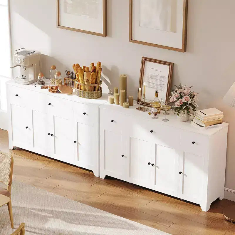 1 Mobile credenza per sala da pranzo con 4 ante e 3 cassetti in truciolato E1 da 15 mm e 4 ante di armadietto