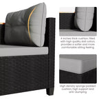 Set di mobili da giardino Heynemo a 4 posti, set da esterno componibile in rattan PE resistente alle intemperie con tavolo contenitore, divano a L da esterno con cuscini