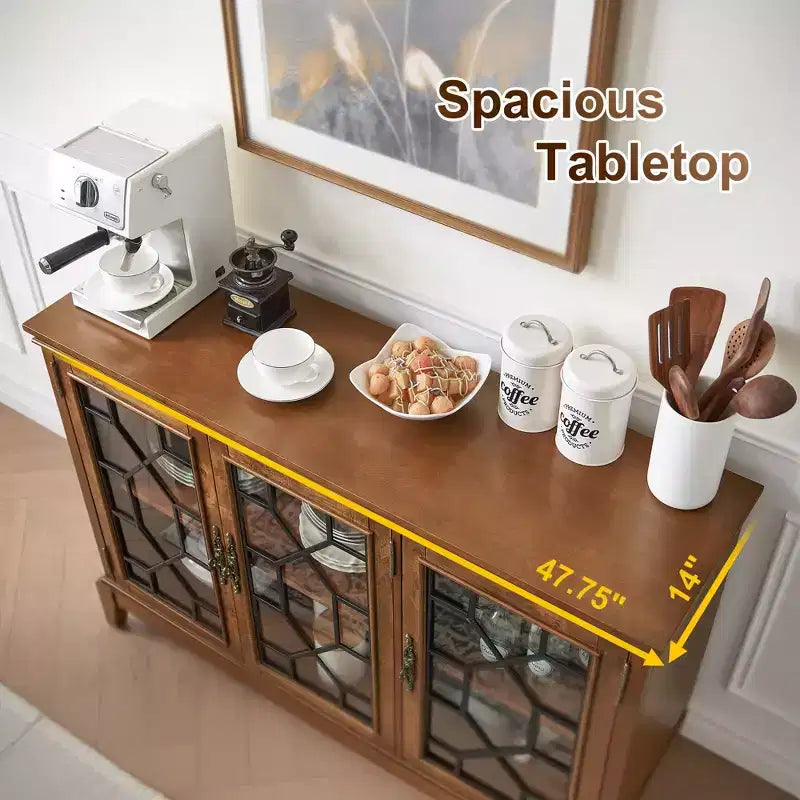 Elegante Credenza/Buffet in Noce Scuro con Tre Ante e Quattro Scomparti - Ideale per Organizzazione e Arredamento Domestico