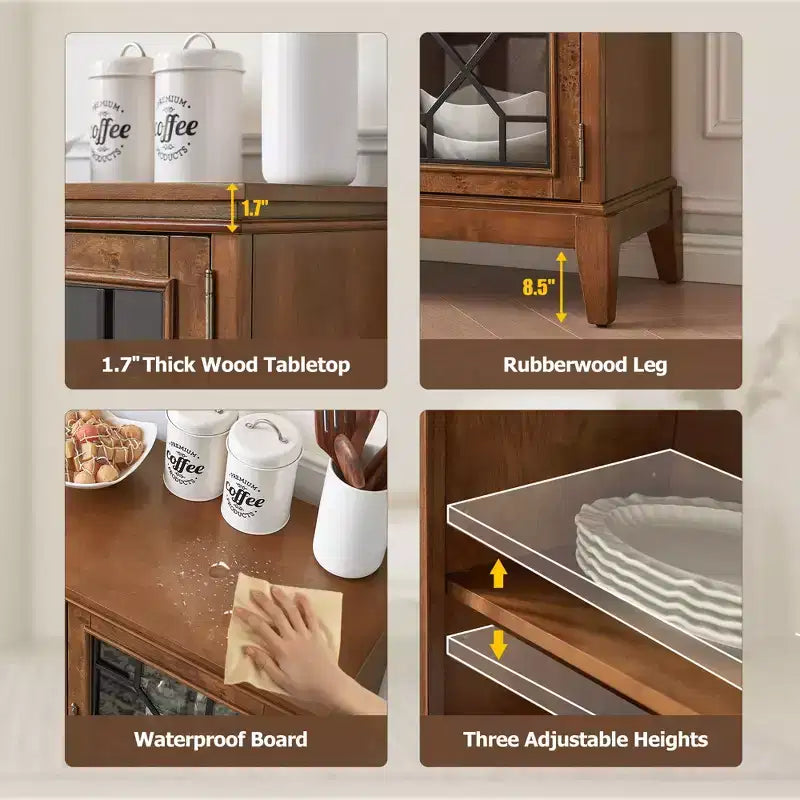 Elegante Credenza/Buffet in Noce Scuro con Tre Ante e Quattro Scomparti - Ideale per Organizzazione e Arredamento Domestico