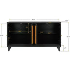 Acekool Credenza a buffet in rattan con 4 ante in rattan, ripiani regolabili, moderno tavolino consolle portaoggetti, blu