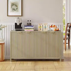 Acekool Fluted Sideboard Buffet Cabinet, Modern 4-Door Storage with Adjustable Shelves for Kitchen, Dining, Living Room, or Entryway