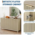 Bahut Acekool cannelé, Armoire de rangement moderne à 4 portes avec étagères réglables pour cuisine, salle à manger, salon ou entrée