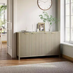 Bahut Acekool cannelé, Armoire de rangement moderne à 4 portes avec étagères réglables pour cuisine, salle à manger, salon ou entrée