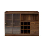 GDFStudio Bertha Madia Moderna in Legno da 47,2 con 2 Ante Scorrevoli in Vetro e 3 Cassetti