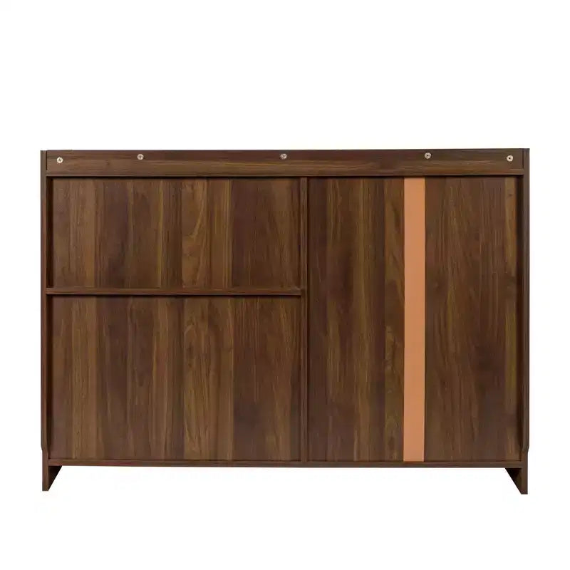 GDFStudio Bertha Madia Moderna in Legno da 47,2 con 2 Ante Scorrevoli in Vetro e 3 Cassetti