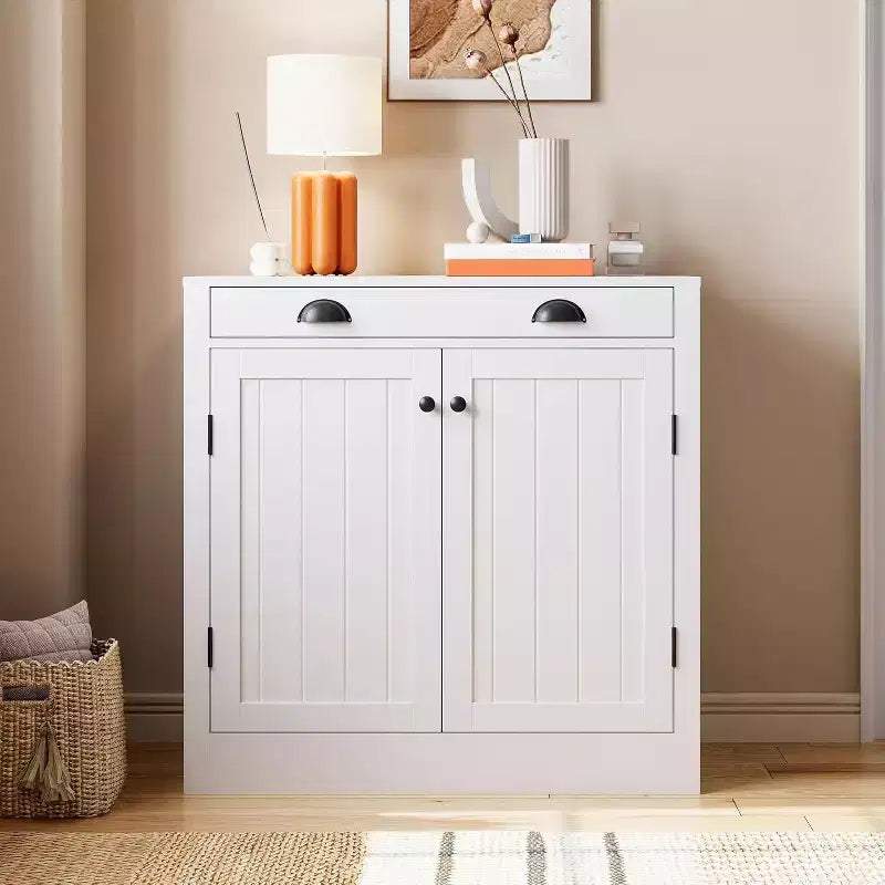 31,5 Mobile credenza buffet moderno bianco con cassetto e ripiano regolabile, mobiletto da caffè in legno, stile rustico per cucina