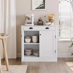 31,5 Mobile credenza buffet moderno bianco con cassetto e ripiano regolabile, mobiletto da caffè in legno, stile rustico per cucina