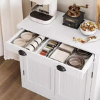31,5 Mobile credenza buffet moderno bianco con cassetto e ripiano regolabile, mobiletto da caffè in legno, stile rustico per cucina