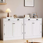 31,5 Mobile credenza buffet moderno bianco con cassetto e ripiano regolabile, mobiletto da caffè in legno, stile rustico per cucina