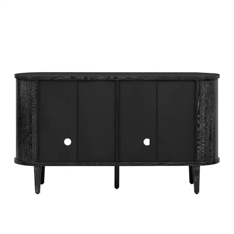 MAYEERTY Buffet en bois avec portes vitrées et étagères réglables pour salon et cuisine Noir