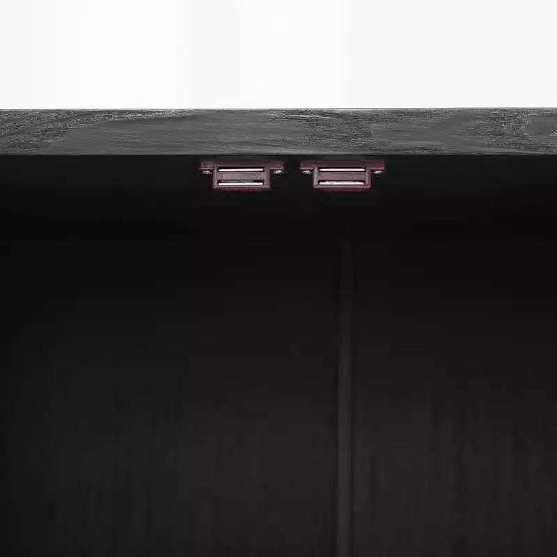 MAYEERTY Buffet en bois avec portes vitrées et étagères réglables pour salon et cuisine Noir