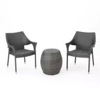 Set conversazione da 3 pezzi impilabile in vimini per esterni GDFStudio Orchard