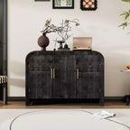 MAYEERTY Retro Curved Sideboard with Gold Handles Adjustable Divides for Living Room Dining Room Antique Black