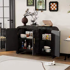 MAYEERTY Credenza retrò ricurva con maniglie dorate, divisori regolabili per soggiorno sala da pranzo, nero antico